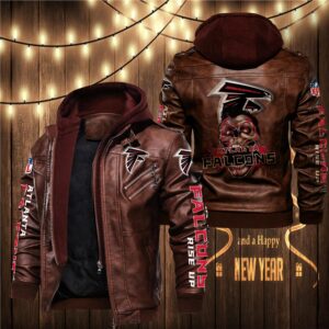 Atlanta Falcons Leather Jacket Skulls graphic Gift for fans