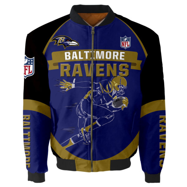Baltimore Ravens Bomber Jacket Graphic Running men gift for fans