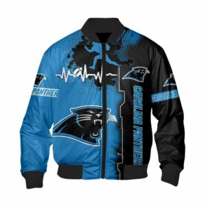 Carolina Panthers Bomber jacket graphic heart ECG line