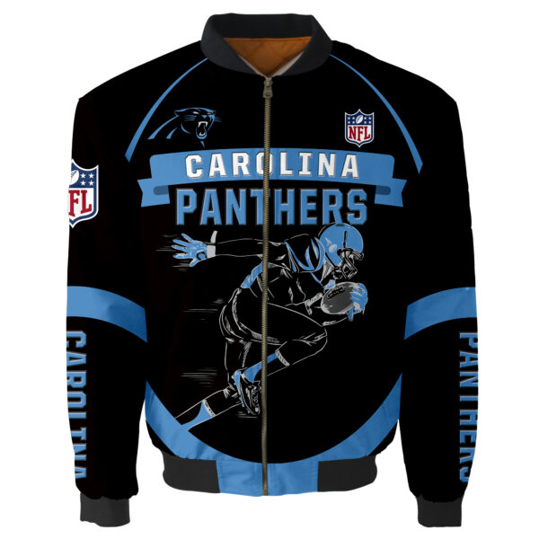 Carolina Panthers Bomber Jacket Graphic Running men gift for fans