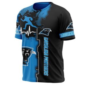Carolina Panthers T-shirt graphic heart ECG line