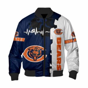 Chicago Bears Bomber Jacket graphic heart ECG line