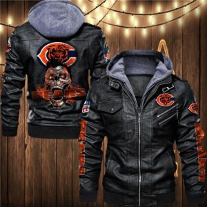 Chicago Bears Leather Jacket Skulls graphic Gift for fans