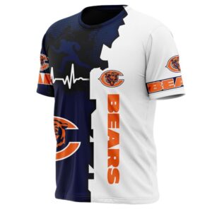 Chicago Bears T-shirt graphic heart ECG line
