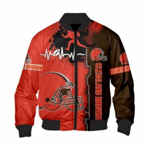 Cleveland Browns Bomber Jacket graphic heart ECG line
