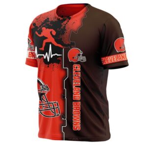 Cleveland Browns T-shirt graphic heart ECG line