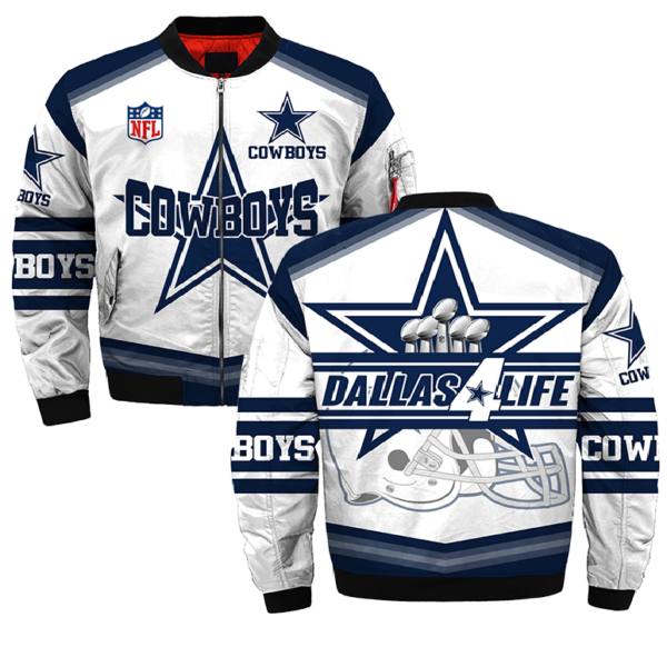 Dallas Cowboys Bomber Jacket Graphic "Dallas 4 life" gift for fans