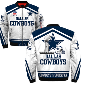 Dallas Cowboys Bomber Jacket Graphic "Dallas Super Fans" gift for fans