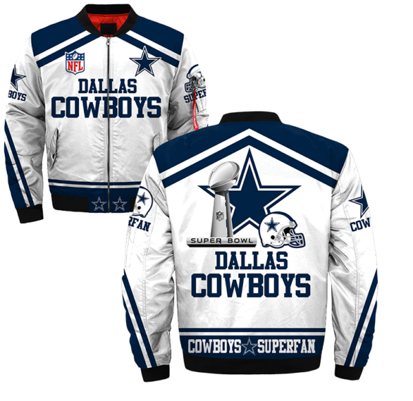 Dallas Cowboys Bomber Jacket Graphic "Dallas Super Fans" gift for fans