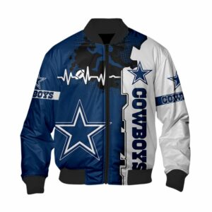 Dallas Cowboys Bomber Jacket graphic heart ECG line
