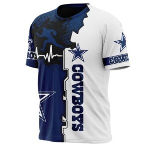Dallas Cowboys T-shirt graphic heart ECG line