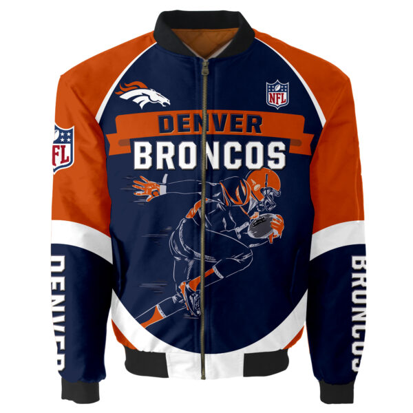 Denver Broncos Bomber Jacket Graphic Running men gift for fans