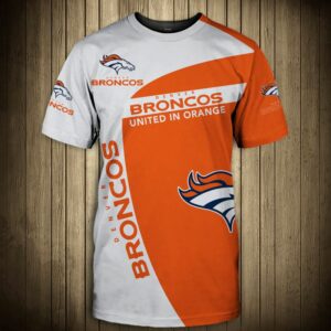 Denver Broncos T-shirt 3D “United in orange” slogan Short Sleeve