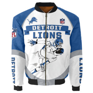 Detroit Lions Bomber Jacket Graphic Running men gift for fans