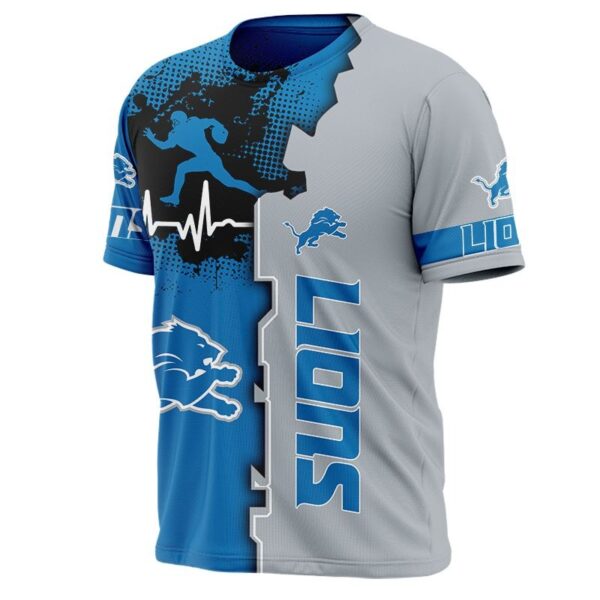Detroit Lions T-shirt graphic heart ECG line