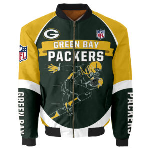 Green Bay Packers Bomber Jacket Graphic Running men gift for fans