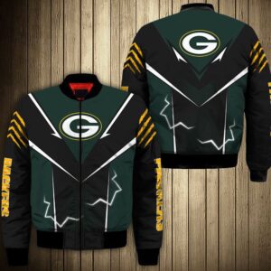 Green Bay Packers bomber Jacket lightning graphic gift for men