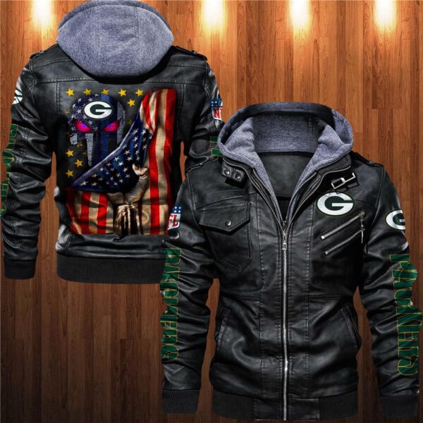 Green Bay Packers Leather Jacket Flag skulls Gift for fans