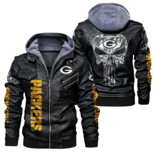 Green Bay Packers leather Jacket Skulls Deaths