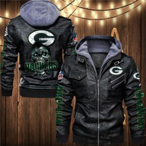 Green Bay Packers Leather Jacket Skulls graphic Gift for fans
