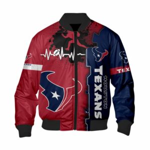 Houston Texans Bomber Jacket graphic heart ECG line