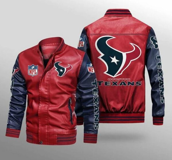Houston Texans Leather Jacket Gift for fans