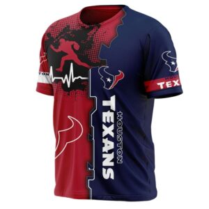Houston Texans T-shirt graphic heart ECG line