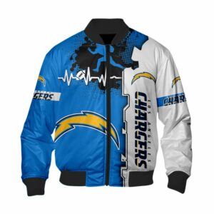 Los Angeles Chargers Bomber jacket graphic heart ECG line