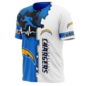 Los Angeles Chargers T-shirt graphic heart ECG line