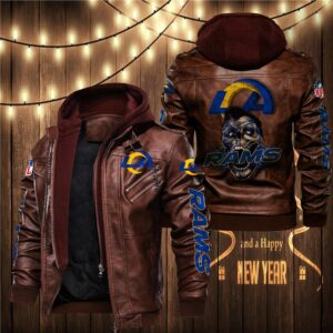 Los Angeles Rams Leather Jacket Skulls graphic Gift for fans