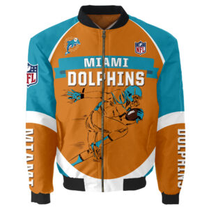 Miami Dolphins Bomber Jacket Graphic Running men gift for fans