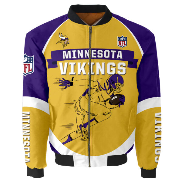 Minnesota Vikings Bomber Jacket Graphic Running men gift for fans