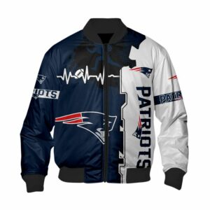 New England Patriots Bomber Jacket graphic heart ECG line