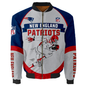 New England Patriots Bomber Jacket Graphic Running men gift for fans