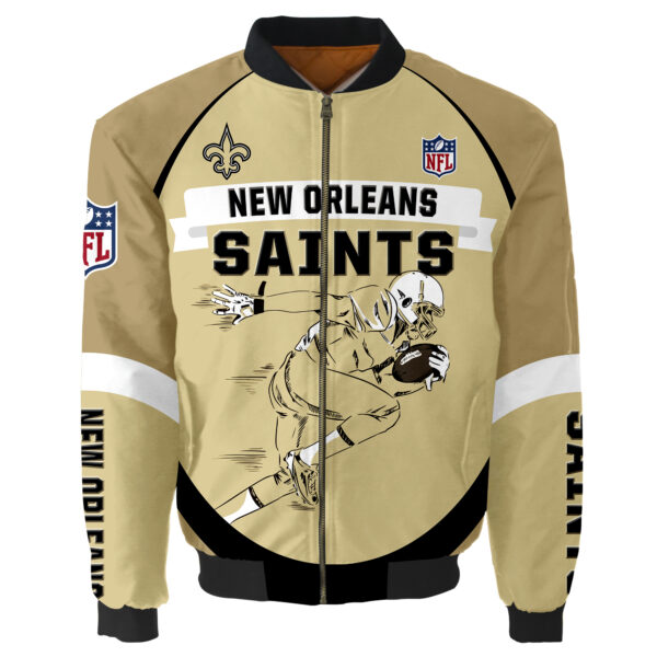 New Orleans Saints Bomber Jacket Graphic Running men gift for fans