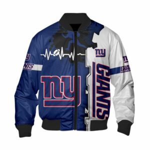 New York Giants Bomber Jacket graphic heart ECG line
