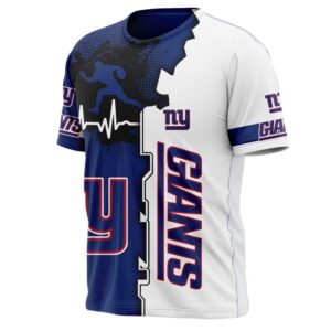 New York Giants T-shirt graphic heart ECG line