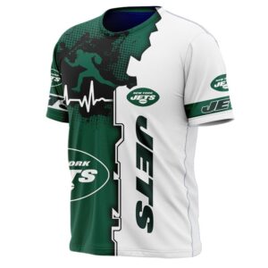 New York Jets T-shirt graphic heart ECG line