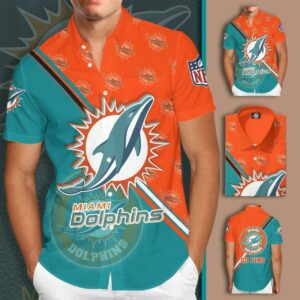 Nfl Miami Dolphins Shirt Short Sleeve Dress Sports American Football