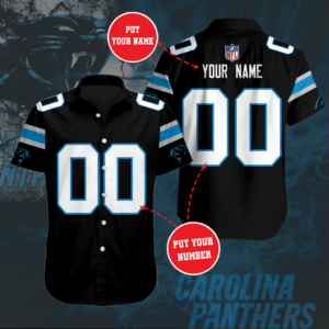 Carolina Panthers Personalized CP Short Sleeve Dress Shirt