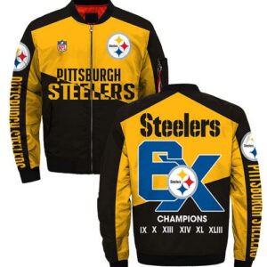 Pittsburgh Steelers bomber Jacket 6X Champions coat for men