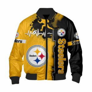 Pittsburgh Steelers Bomber Jacket graphic heart ECG line