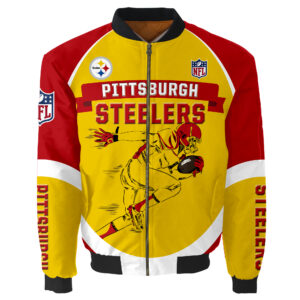 Pittsburgh Steelers Bomber Jacket Graphic Running men gift for fans