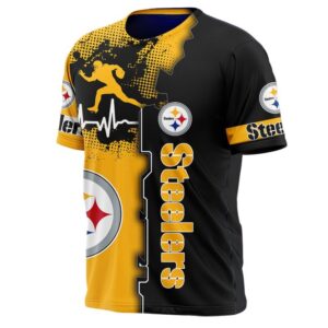 Pittsburgh Steelers T-shirt graphic heart ECG line