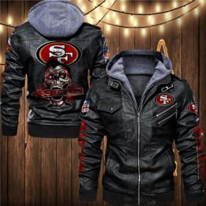 San Francisco 49ers Leather Jacket Skulls graphic Gift for fans