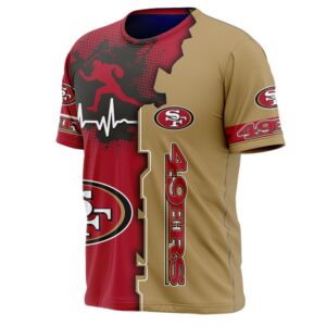 San Francisco 49ers T-shirt graphic heart ECG line
