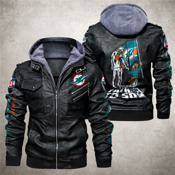 miami dolphins leather jacket from father to son