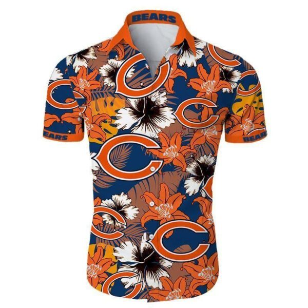 beach shirt chicago bears hawaiian shirt tropical flower short sleeve slim