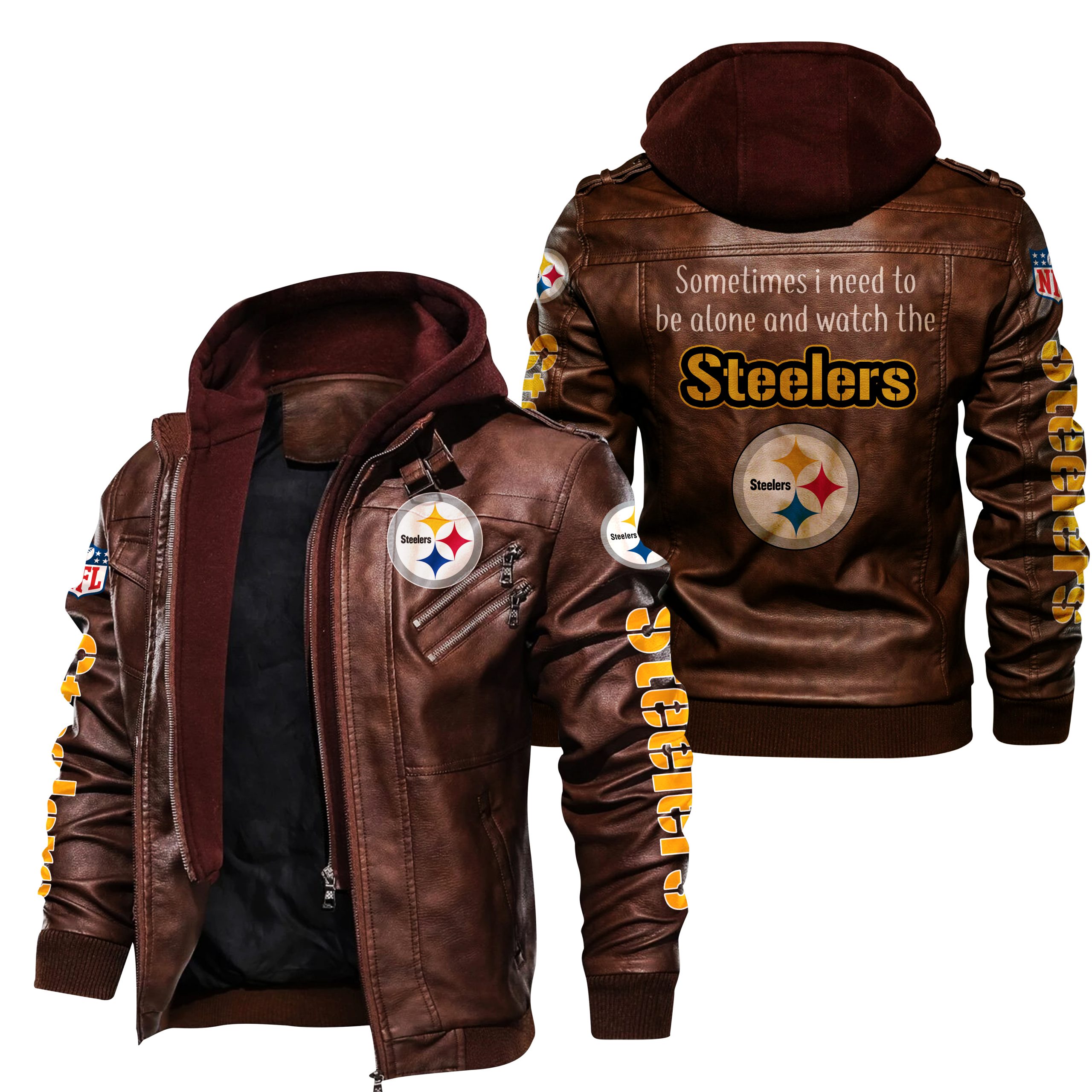 pittsburgh steelers hvkc407 browns leather jacket